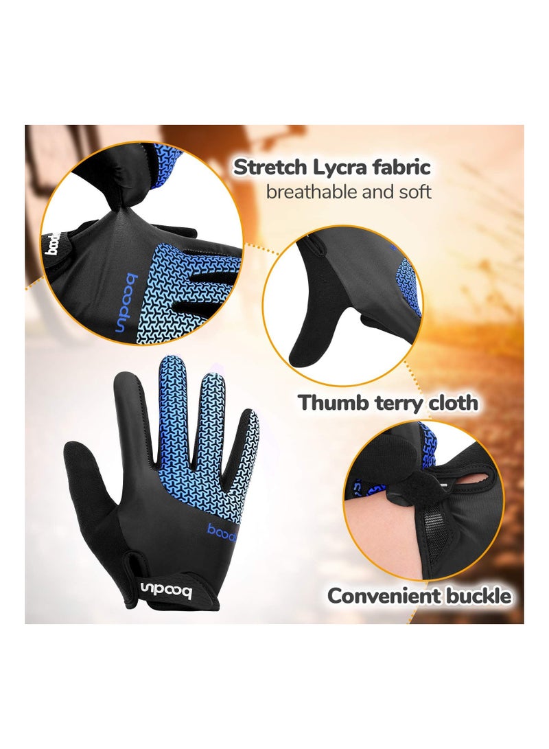 Cycling Gloves, Full Finger Bike Gloves with Anti-Slip Gel Padded, Shock Absorbing, for Road Bicycle Mountain Bike Men Women (Size L)