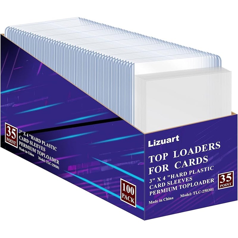 Top Loaders for Cards, 3x4 Toploaders for Cards, 200 Pcs Card Sleeves Hard Plastic, Collectible Trading Card Ptotective Sleeves, Card Protectors Hard Plastic for Baseball, Football and Game Cards. - Image 1