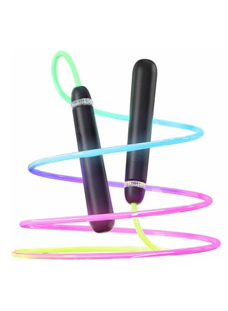 KASTWAVE حبل القفز المضيء للأطفال، حبال القفز للياقة البدنية، حبال القفز القابلة للتعديل، حبل القفز الخالي من التشابك والسرعة السريعة، حبل القفز الملون، لممارسة الرياضة والحصول على جسم رشيق في صالة الألعاب الرياضية المدرسية المنزلية - Image 1