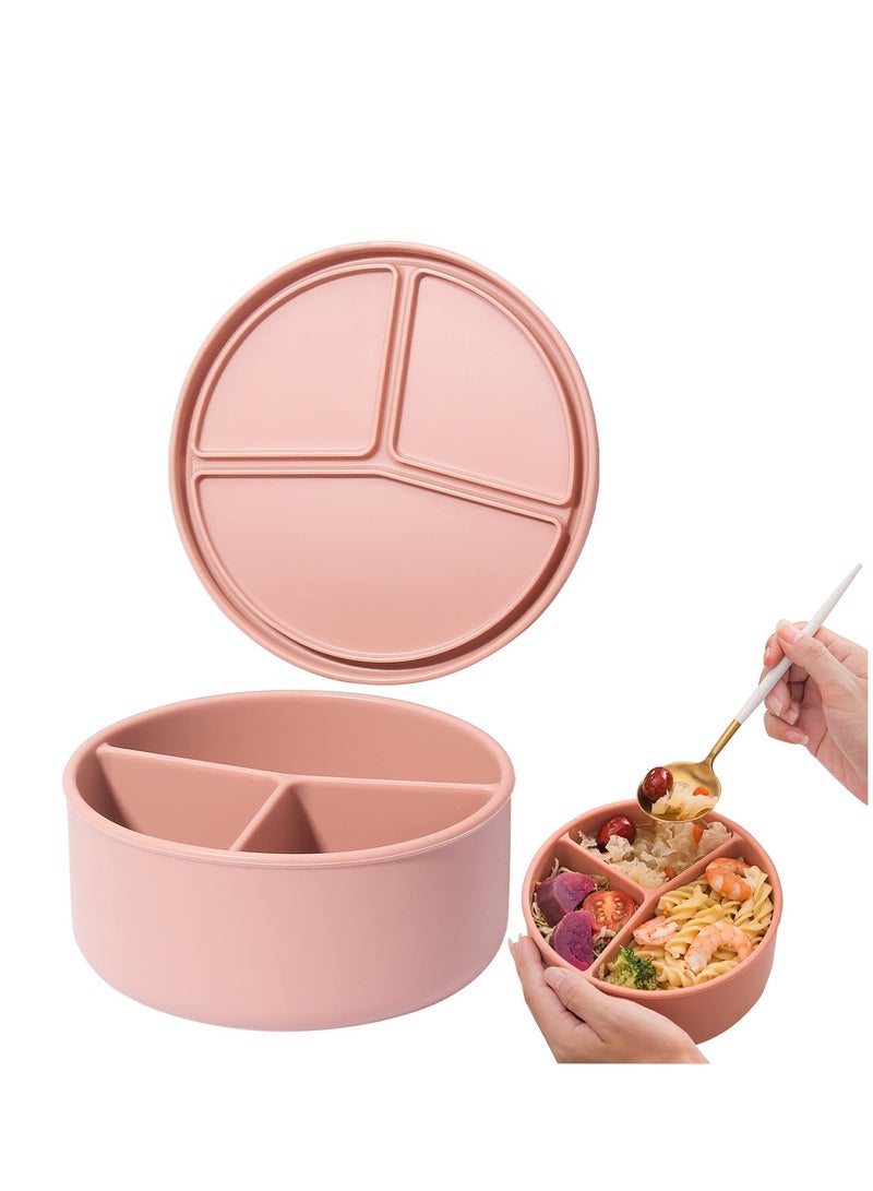 BPA-Free Silicone Bento Lunch Box with 3 Compartments, Leak-Proof and Dishwasher Safe, Ideal for Work, School and Picnics - Image 1
