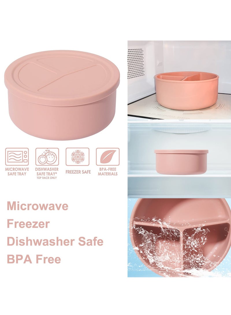 BPA-Free Silicone Bento Lunch Box with 3 Compartments, Leak-Proof and Dishwasher Safe, Ideal for Work, School and Picnics - Image 4