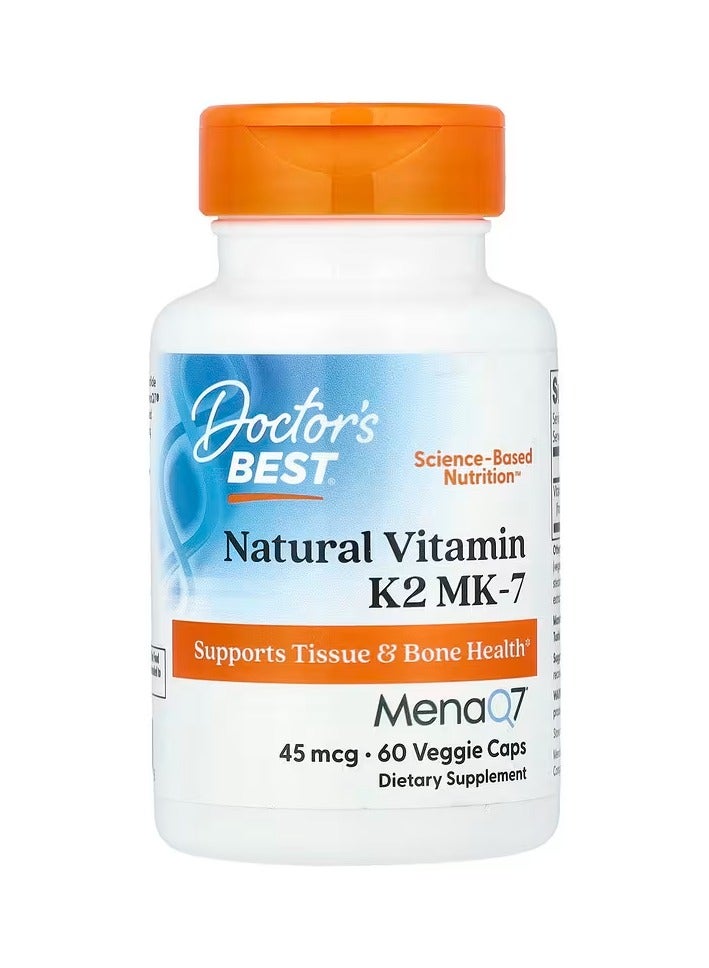 Doctor's BEST Natural Vitamin K2 MK-7 , 45 mcg, 60 Veggie Caps - Image 1