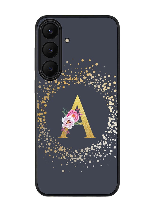 For Samsung Galaxy S25 FE Case,Slim fit Camera Protection, Shockproof Thin Phone cover  - Custom Monogram Floral - A  (Grey )