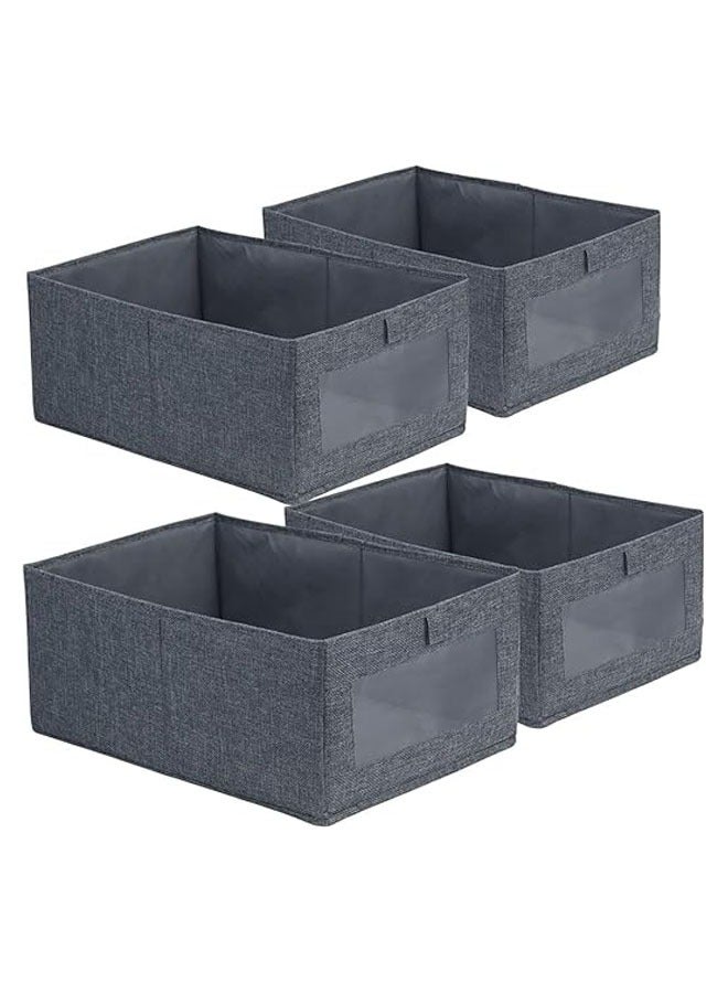 Hihonor Wardrobe Clothes Organizer, 4pcs Foldable Drawer with Mesh Window and Handle, Closet Organizer and Storage for Clothing, Jeans, Bras, Dress, Sweaters  - Image 1
