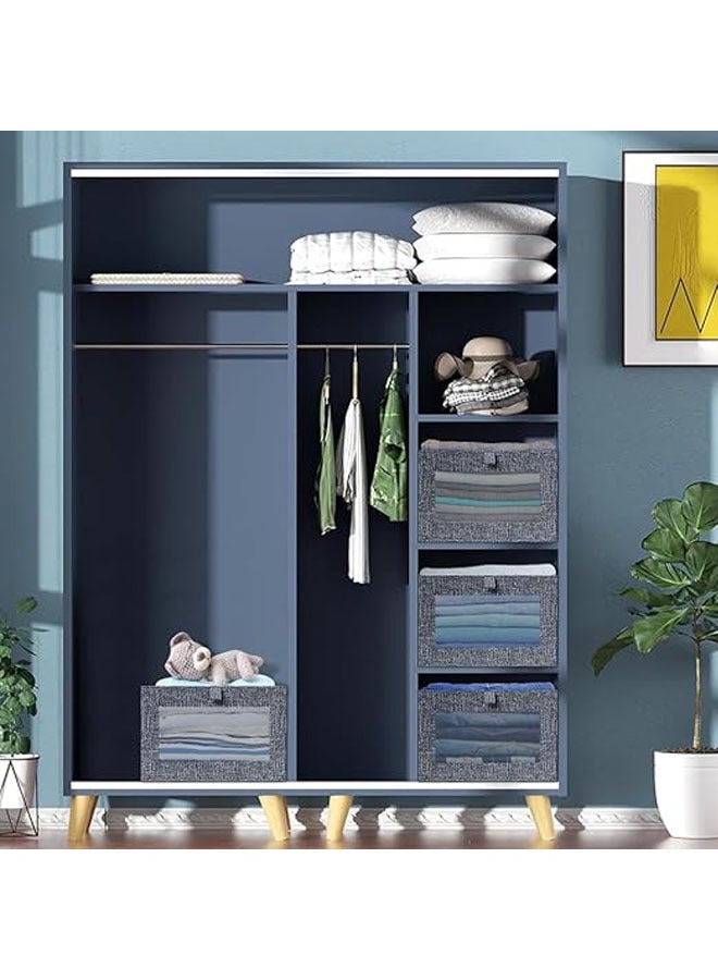 Hihonor Wardrobe Clothes Organizer, 4pcs Foldable Drawer with Mesh Window and Handle, Closet Organizer and Storage for Clothing, Jeans, Bras, Dress, Sweaters  - Image 2