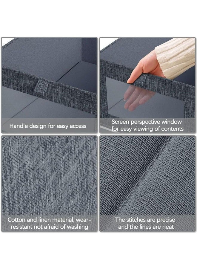 Hihonor Wardrobe Clothes Organizer, 4pcs Foldable Drawer with Mesh Window and Handle, Closet Organizer and Storage for Clothing, Jeans, Bras, Dress, Sweaters  - Image 3