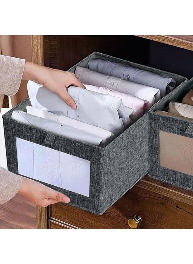 Hihonor Wardrobe Clothes Organizer, 4pcs Foldable Drawer with Mesh Window and Handle, Closet Organizer and Storage for Clothing, Jeans, Bras, Dress, Sweaters  - Image 4