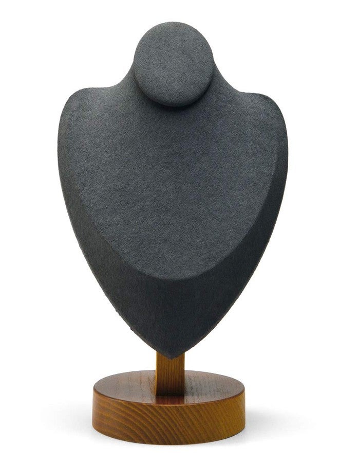 Oirlv Premium Wood Necklace Display Stand Jewelry Showcase Display Bust Chain/Pendant Holder(5.71" W x 7.29" H) (Grey) - Image 1