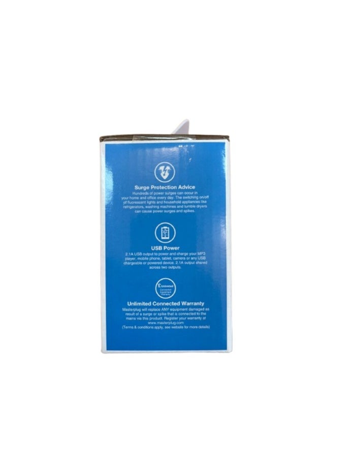 MASTERPLUG - Masterplug Single Socket Surge Adaptor with USB Power - Image 1
