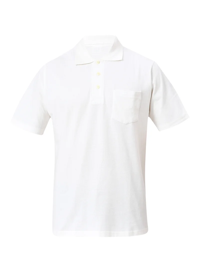 BYC MEN'S COTTON POLO SHIRT WITH POCKET - WHITE