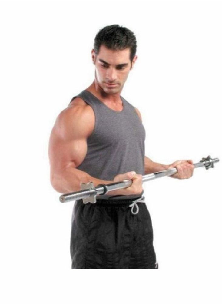 Generic Professional Straight Barbell Bar With Spin Lock  - 120 cm stainless steel  - Image 3