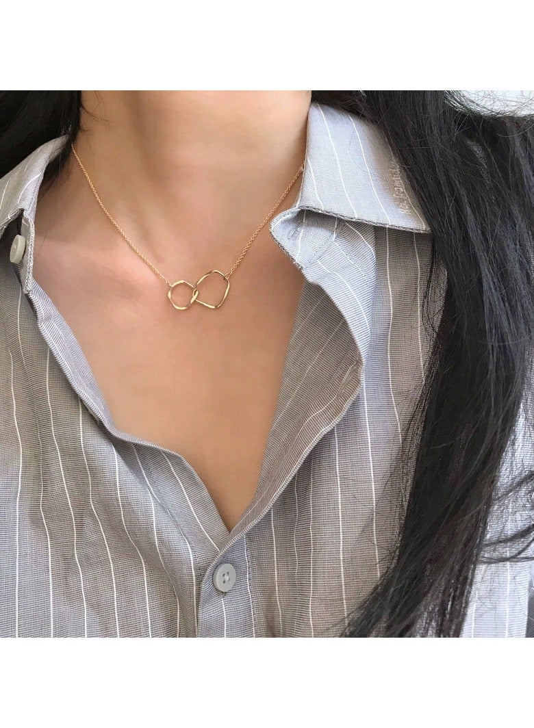 Goolsky قلادة حلقتين مزدوجتين بسيطة – سلسلة عظم الترقوة للجنسين، مجوهرات الأزواج المستقلة، قلادة جمالية رائعة - Image 1