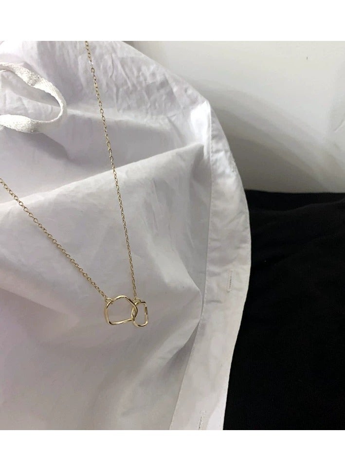 Goolsky قلادة حلقتين مزدوجتين بسيطة – سلسلة عظم الترقوة للجنسين، مجوهرات الأزواج المستقلة، قلادة جمالية رائعة - Image 2