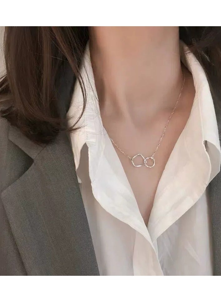 Goolsky قلادة حلقتين مزدوجتين بسيطة – سلسلة عظم الترقوة للجنسين، مجوهرات الأزواج المستقلة، قلادة جمالية رائعة - Image 3