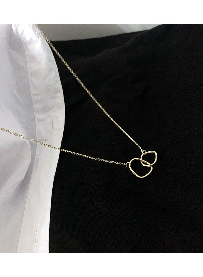 Goolsky قلادة حلقتين مزدوجتين بسيطة – سلسلة عظم الترقوة للجنسين، مجوهرات الأزواج المستقلة، قلادة جمالية رائعة - Image 4