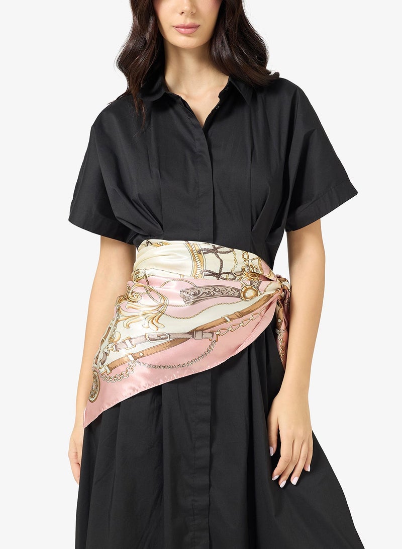 Ginger Satin Baroque Print Headscarf - Image 1