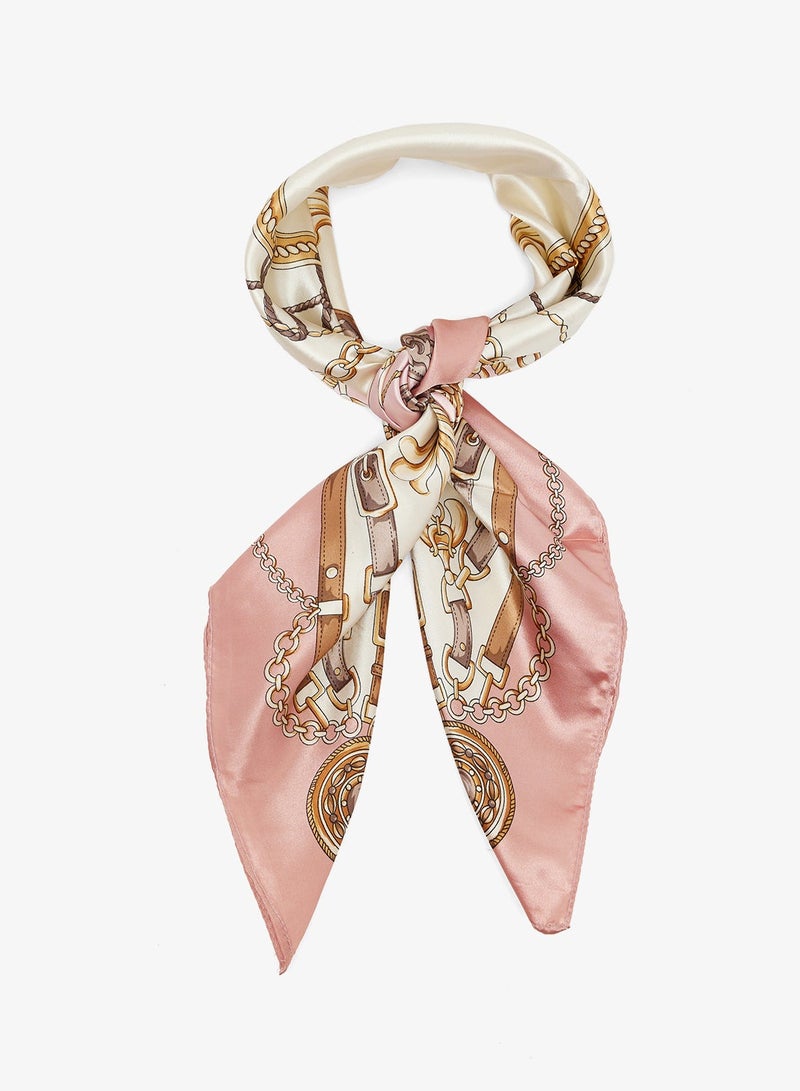 Ginger Satin Baroque Print Headscarf - Image 2