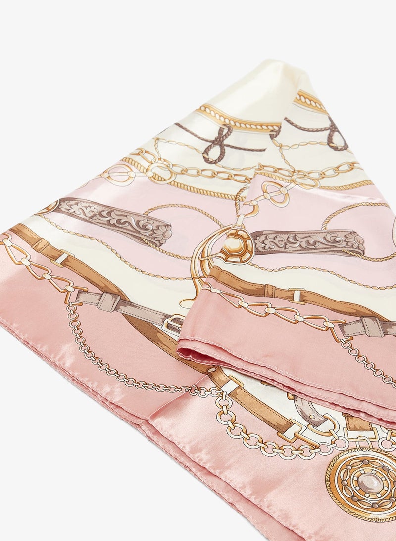 Ginger Satin Baroque Print Headscarf - Image 3
