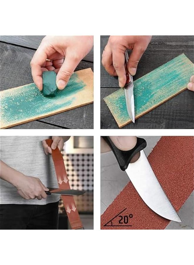HOOKOR Knife Sharpening Stone, Whetstone Includes 4 Side Grit 400/1000 3000/8000, Non-Slip Bamboo Base, Angle Guide, Polishing Compound, Leather Strop, Flattening Whetstone,Professional Kit - Image 4