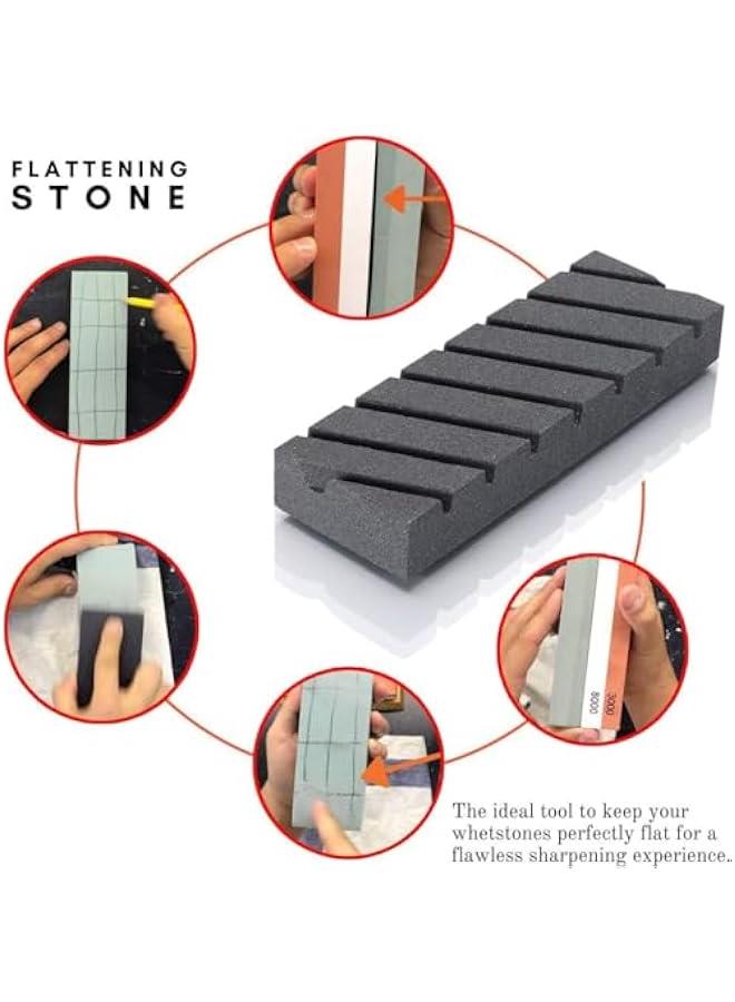 HOOKOR Knife Sharpening Stone, Whetstone Includes 4 Side Grit 400/1000 3000/8000, Non-Slip Bamboo Base, Angle Guide, Polishing Compound, Leather Strop, Flattening Whetstone,Professional Kit - Image 5
