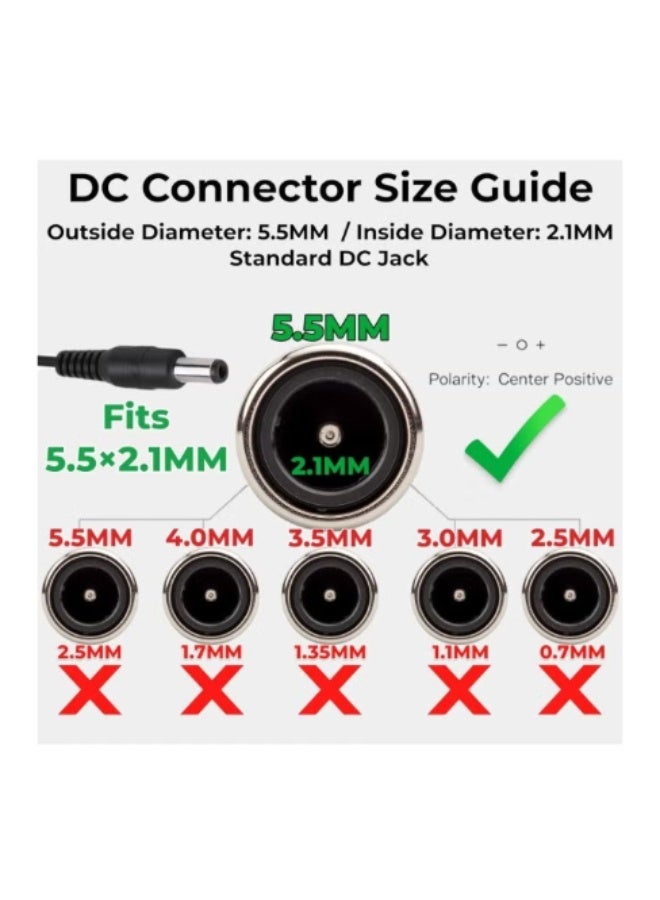 Terabyte 12V 2A Power Adapter for CCTV Security Cameras, LED Strips, Routers & Monitors .UK Plug, 100–240V AC to 12V DC 24W Charger, 5.5×2.1mm Barrel Connector, Center Positive, 1m Cable .1 Pack 12V 2A AC Adapter - Image 2