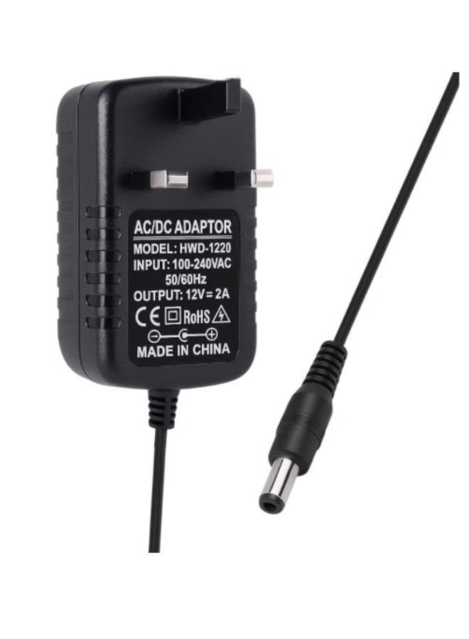 Terabyte 12V 2A Power Adapter for CCTV Security Cameras, LED Strips, Routers & Monitors .UK Plug, 100–240V AC to 12V DC 24W Charger, 5.5×2.1mm Barrel Connector, Center Positive, 1m Cable .1 Pack 12V 2A AC Adapter - Image 1
