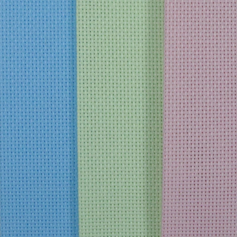 KCS 3 pc of 12" x 18"(30cmx45cm) 18CT Counted Cotton Aida Cloth Cross Stitch Fabric (Light Blue+Pink+Light Green) - Image 2