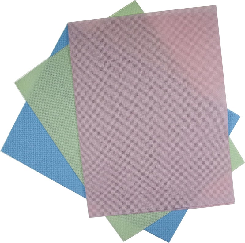 KCS 3 pc of 12" x 18"(30cmx45cm) 18CT Counted Cotton Aida Cloth Cross Stitch Fabric (Light Blue+Pink+Light Green) - Image 1
