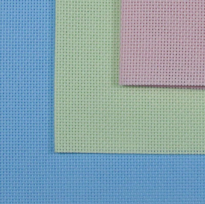 KCS 3 pc of 12" x 18"(30cmx45cm) 18CT Counted Cotton Aida Cloth Cross Stitch Fabric (Light Blue+Pink+Light Green) - Image 3