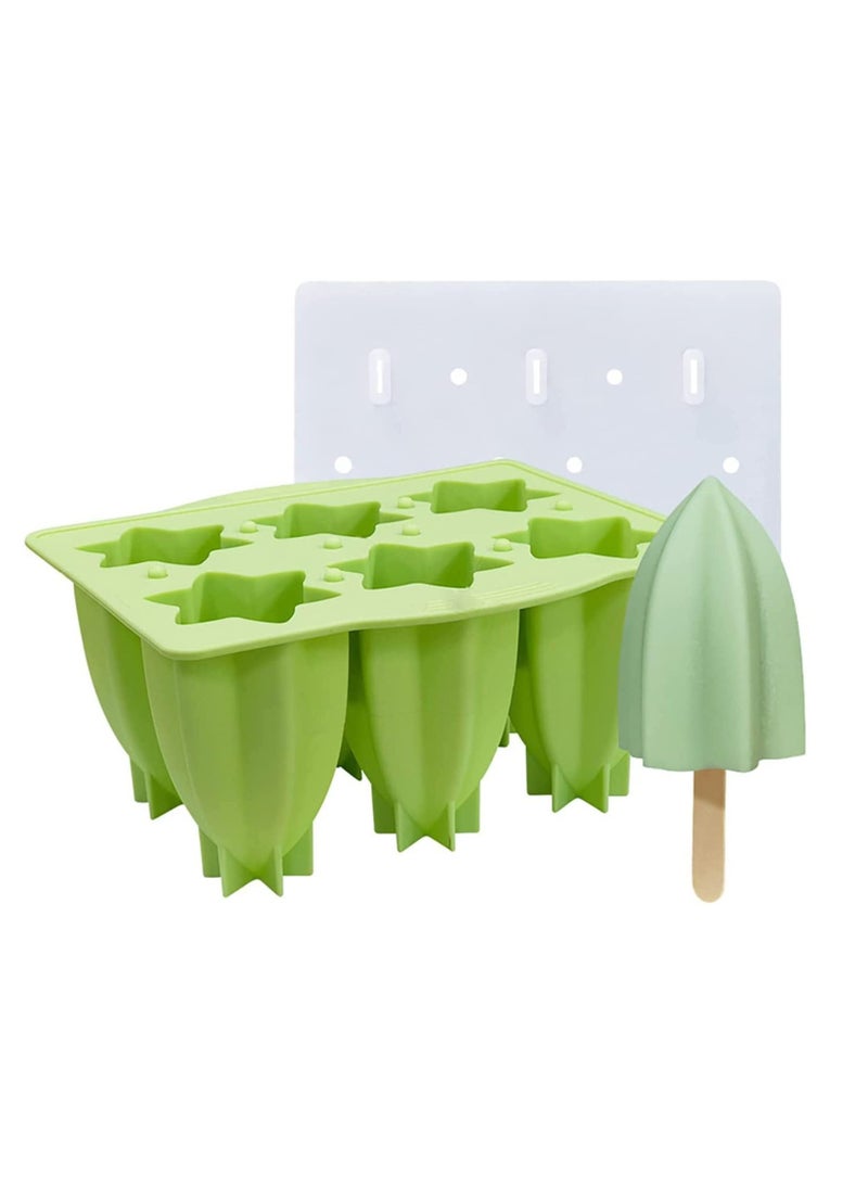 GGEROU Popsicle Molds,Silicone Ice Pop Molds,6 Cavities Ice Pop Cakesicle Molds Green  - Image 1