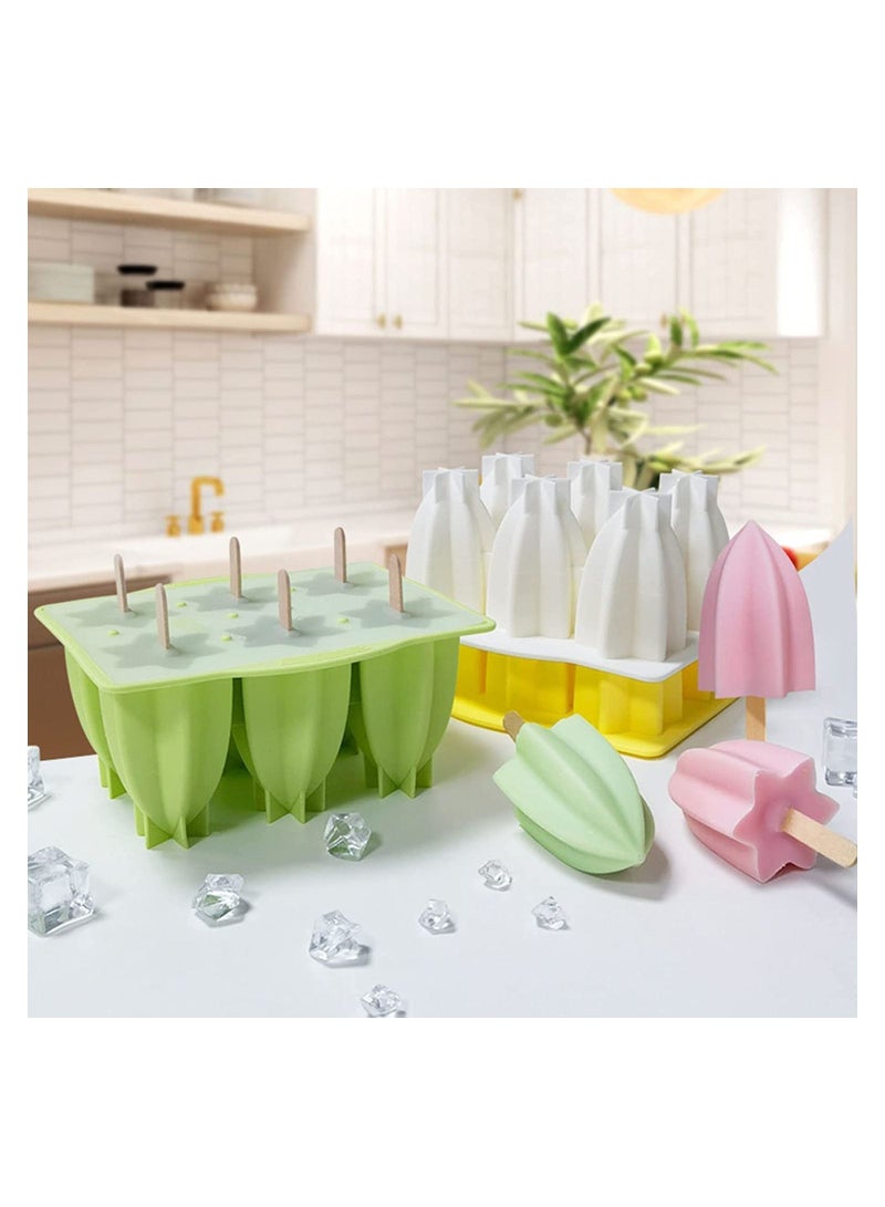 GGEROU Popsicle Molds,Silicone Ice Pop Molds,6 Cavities Ice Pop Cakesicle Molds Green  - Image 3