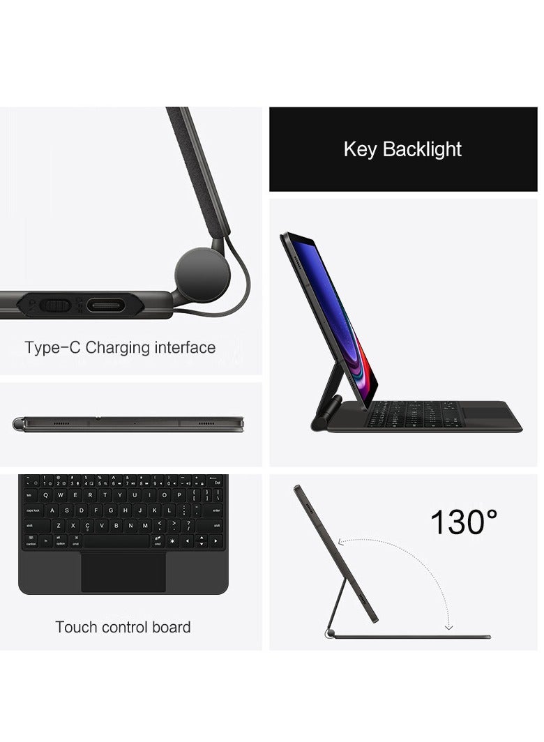 Keyboard Case for Galaxy tab S8 11 inch/Galaxy tab S7 11/Galaxy tab S9 11 inch/Galaxy tab S9 FE11 inch, Floating Magnetic Holder, 7 Colors Backlight and Multi-Touch Trackpad, S Pen Holder, Ultra-Thi - Image 2