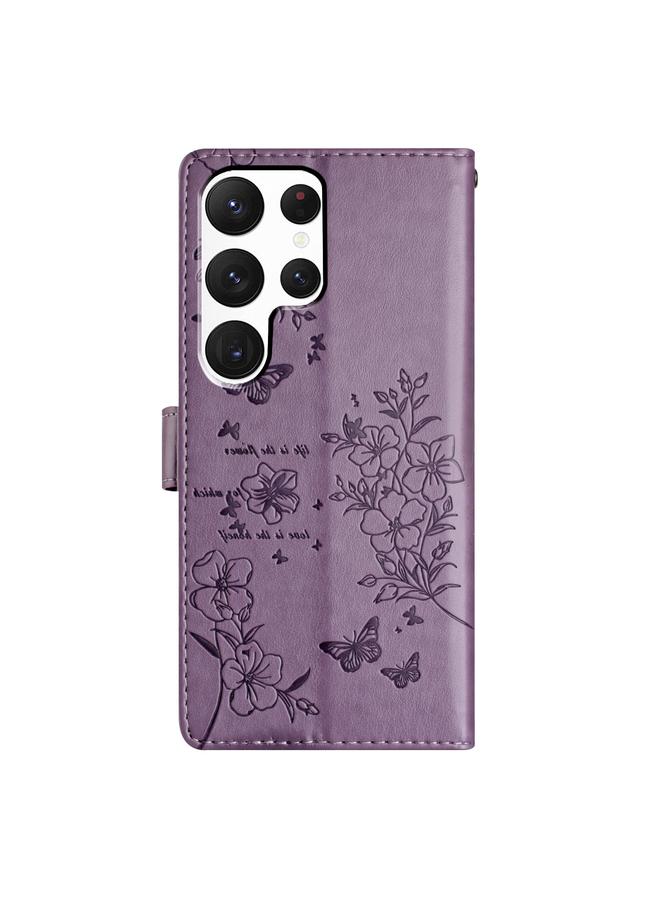 S-TOP Case For Samsung Galaxy S22 Ultra 5G Butterflies and Flowers Leather Phone Case - Image 3