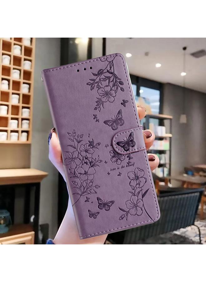 S-TOP Case For Samsung Galaxy S22 Ultra 5G Butterflies and Flowers Leather Phone Case - Image 2