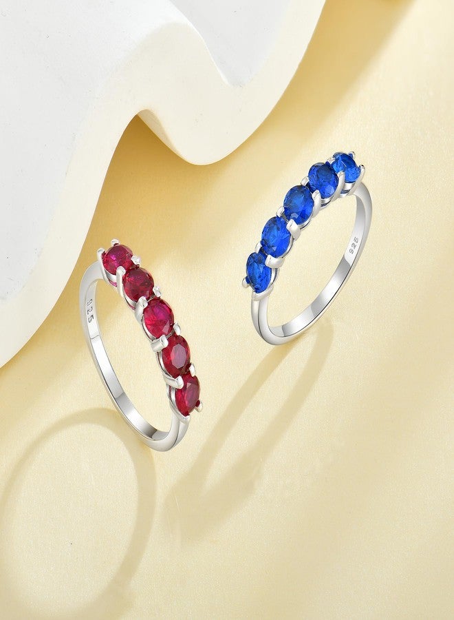 YL Stackable Rings for Women 925 Sterling Silver Eternity Ring Created Emerald Wedding Band Anniversary Jewelry-size9 - Image 5