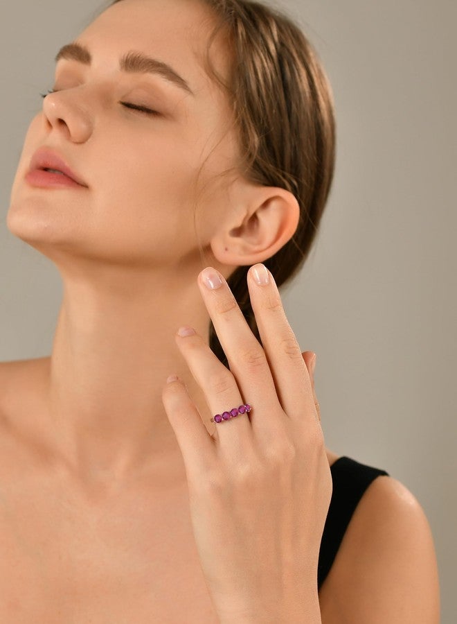 YL Stackable Rings for Women 925 Sterling Silver Eternity Ring Created Emerald Wedding Band Anniversary Jewelry-size9 - Image 3