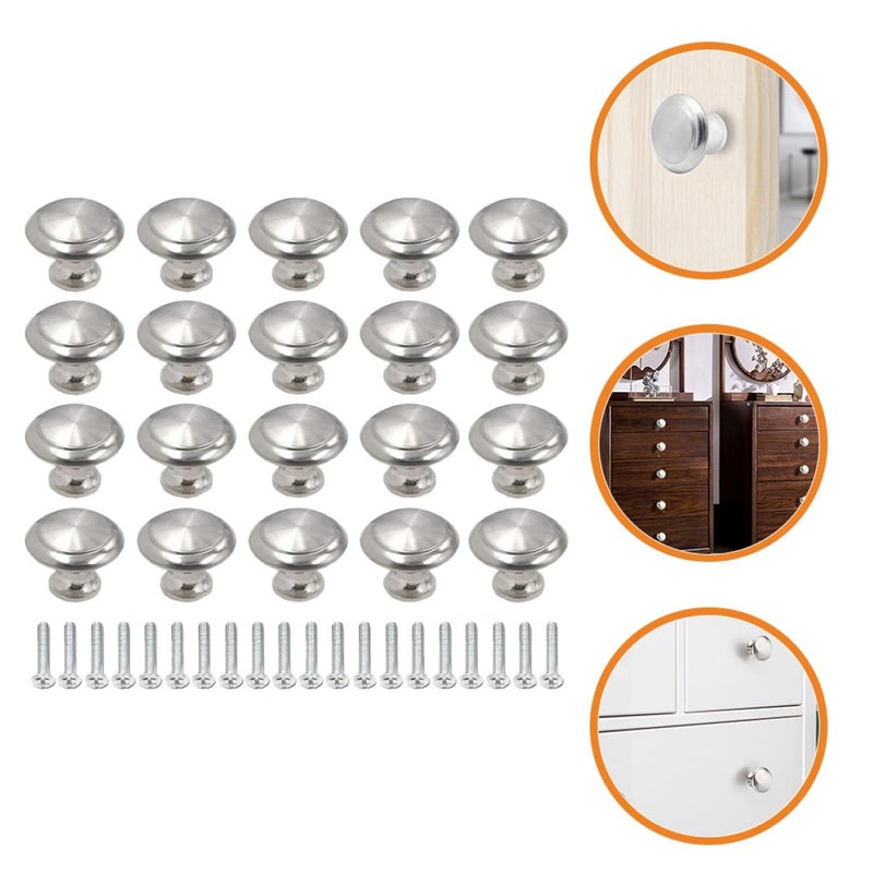 Brushed Round Cabinet Knobs 20Pcs Stainless Steel Drawer Handles For Kitchen Bathroom Wardrobe - Image 5