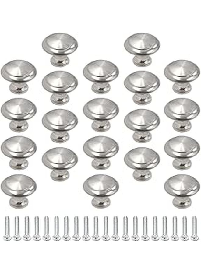 Brushed Round Cabinet Knobs 20Pcs Stainless Steel Drawer Handles For Kitchen Bathroom Wardrobe - Image 1