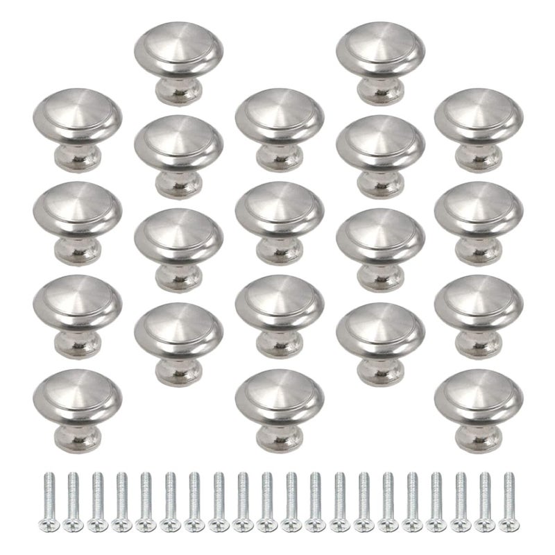 Brushed Round Cabinet Knobs 20Pcs Stainless Steel Drawer Handles For Kitchen Bathroom Wardrobe - Image 2