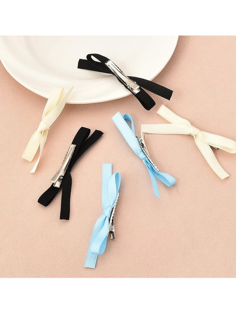 YALLNASL Silky Satin Hair Bows Clips for Women Girls Hair Ribbons Clips for Hair Bowknot Barrettes Hair Clips Pins for Toddler Girls Birthday Christmas Hair Accessories 6 pcs  - Image 1