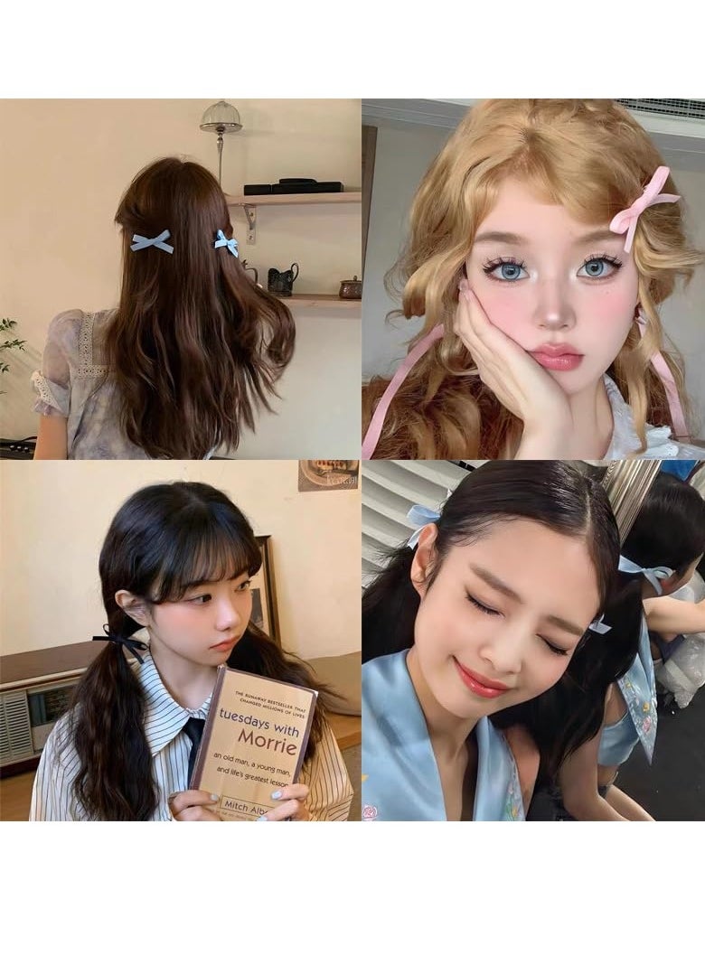 YALLNASL Silky Satin Hair Bows Clips for Women Girls Hair Ribbons Clips for Hair Bowknot Barrettes Hair Clips Pins for Toddler Girls Birthday Christmas Hair Accessories 6 pcs  - Image 3