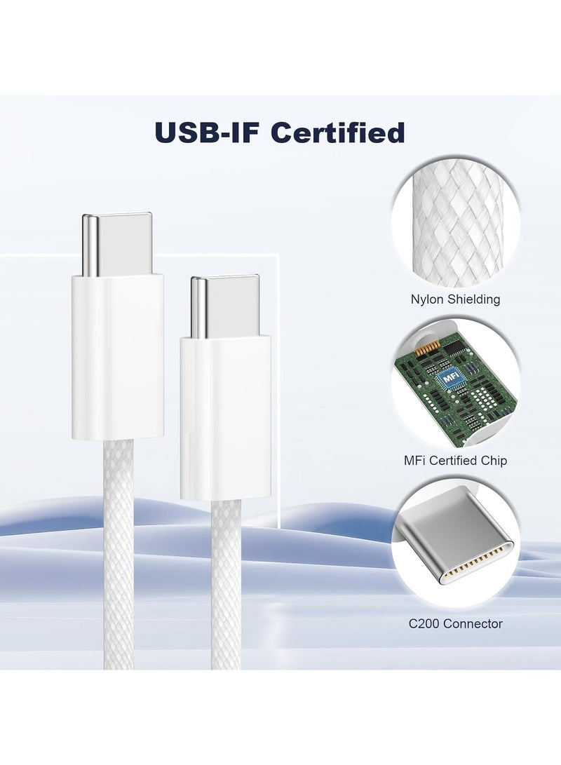 نفس (2 Pack) USB C to USB C Cable 3FT, Nylon Braided 60W iPhone 17 16 15 Charger Cord, Type C Charger Fast Charging, USBC to USBC Cable for iPhone 17 16 15 Pro Plus Pro Max/iPad Pro/Air - Image 2