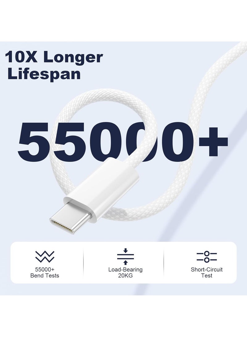 نفس (2 Pack) USB C to USB C Cable 3FT, Nylon Braided 60W iPhone 17 16 15 Charger Cord, Type C Charger Fast Charging, USBC to USBC Cable for iPhone 17 16 15 Pro Plus Pro Max/iPad Pro/Air - Image 3