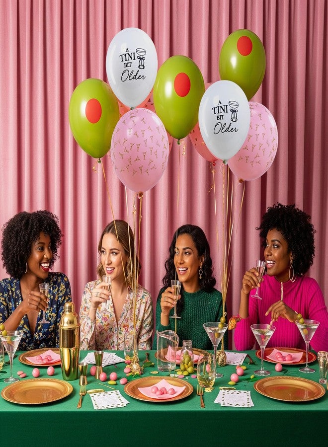 زينة حفلة عيد ميلاد "مارتيني قذر" - 30 بالونًا باللون الأخضر الزيتوني والوردي والأبيض - مثالية لحفلات أعياد الميلاد وحفلات توديع العزوبية - Image 4