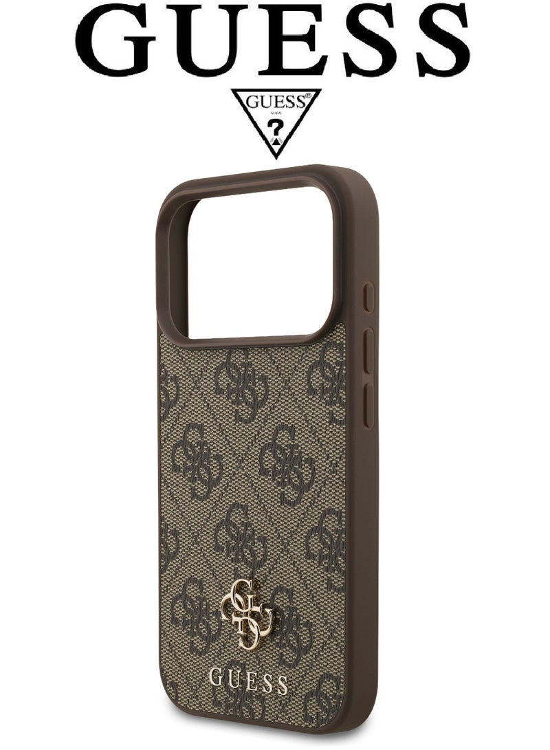 CG MOBILE Luxury embossed leather iPhone 17 Pro Max case. MagSafe wireless charging iPhone cover iphone 17 pro max. Shockproof, durable back protection iphone 17 pro max back cover. French-designed, elegant iphone 17 pro max cover, certified in partnership with GUESS and CG MOBILE. Brown phone case. - Image 5