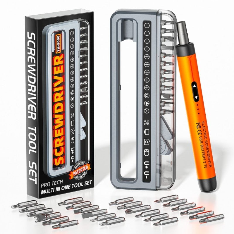 Electric Precision Screwdriver Set 32-in-1 USB-C - 150 RPM Copper Motor Manual Auto Dual Mode Cordless Screwdriver for Electronics Repair - Image 1
