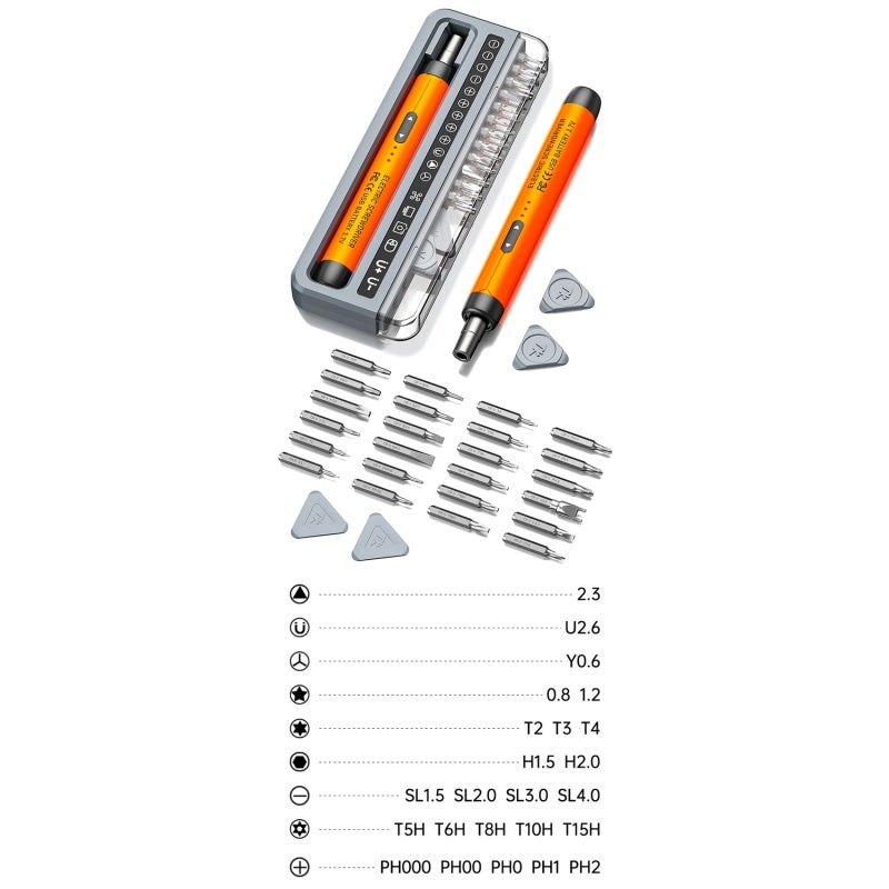 Electric Precision Screwdriver Set 32-in-1 USB-C - 150 RPM Copper Motor Manual Auto Dual Mode Cordless Screwdriver for Electronics Repair - Image 3