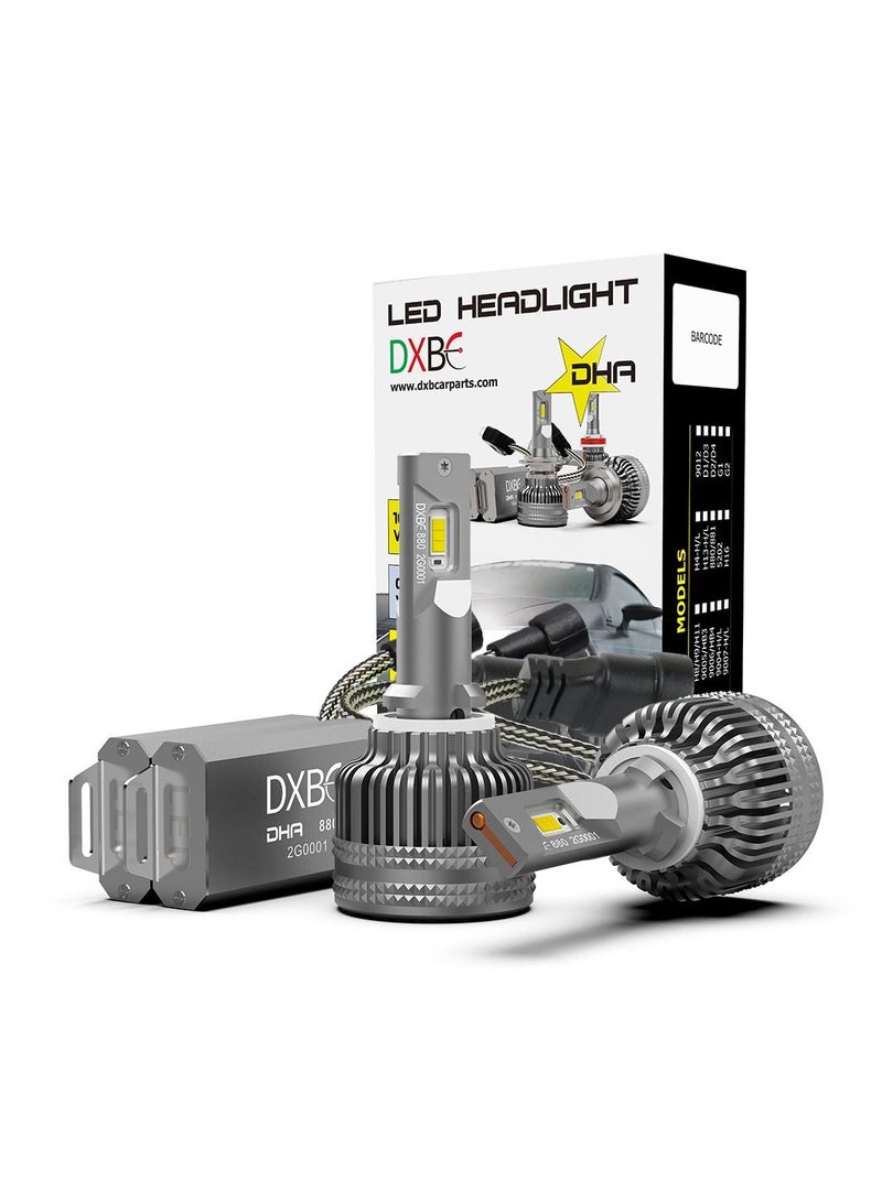 DXB-C 880/881 100W 12.000LM SET 6500K LED Car Headlights 300% Brightness New 6500K Cool White Bulb High Beam and Low Beam Pack of 2 - Image 1