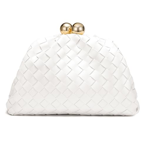 CHUNLI Dressy Woven Clutch Purses for Women Evening Wedding Formal Occasion,Dumpling Crossbody Shoulder Handbags for Women - Image 1