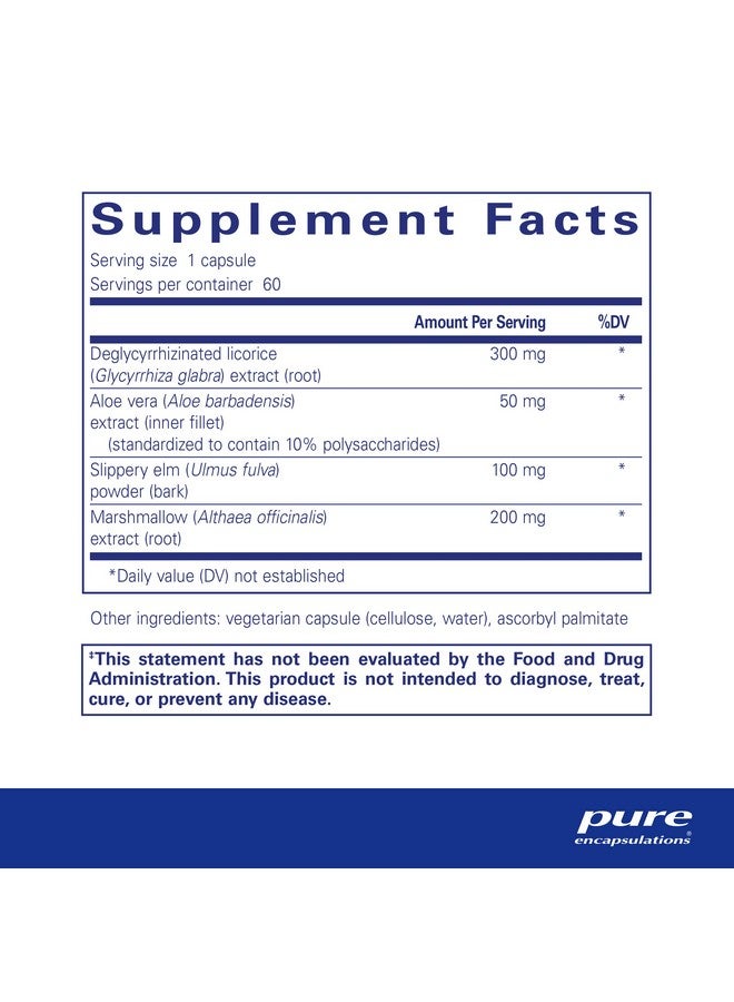 Pure Encapsulations DGL Plus - Gut Health Supplements for Men & Women - with Marshmallow Root, Aloe Vera Extract & Slippery Elm Bark - Non-GMO & Vegan - 60 Capsules - Image 2